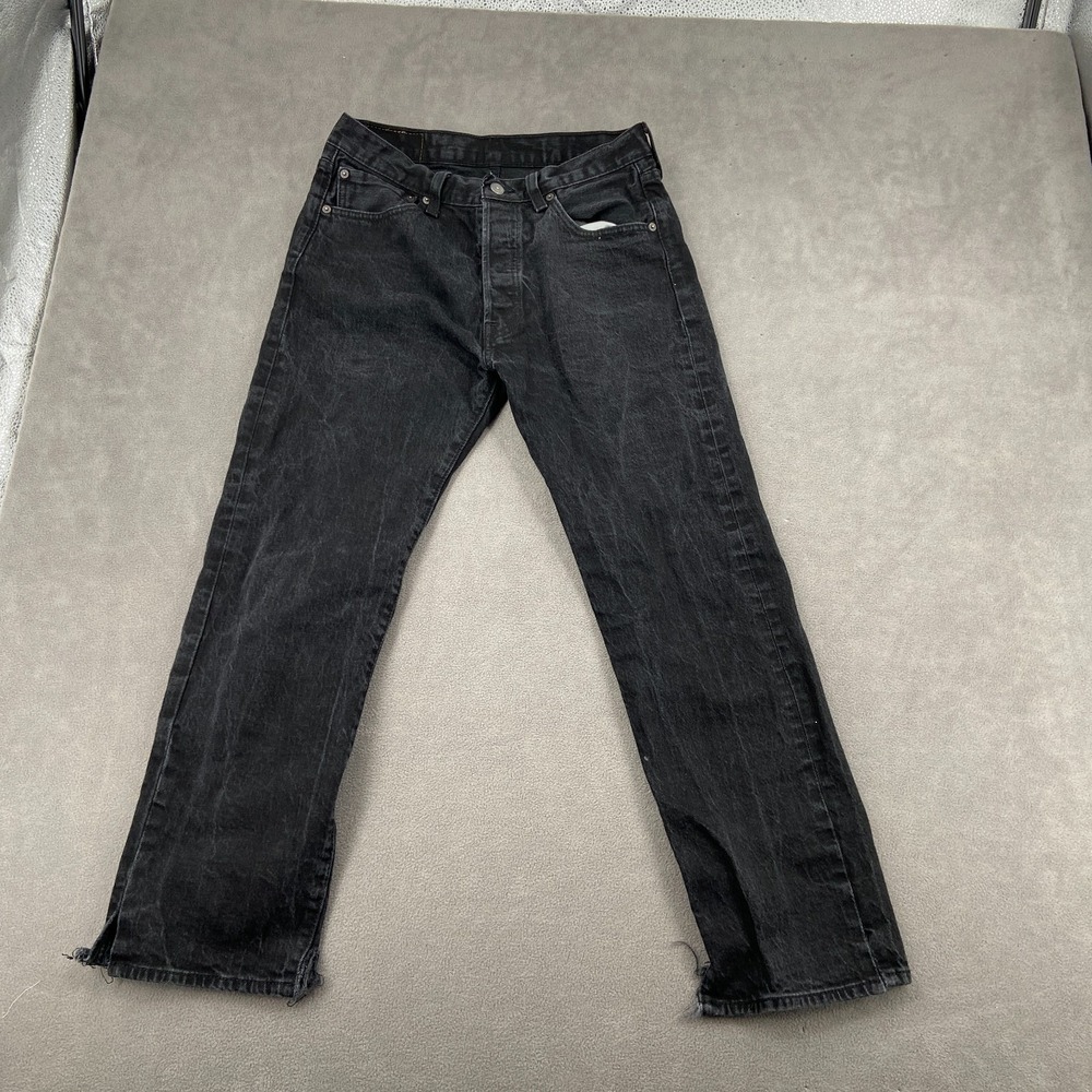 Levi's 501 Jeans Men 33x30 Washed Out Black Denim Streetwear Casual Straight Leg